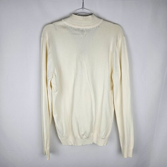 J. McLaughlin Mens Cream 1/4 Zip Sweater Soft Knit Cotton Size Medium - Picture 3 of 9